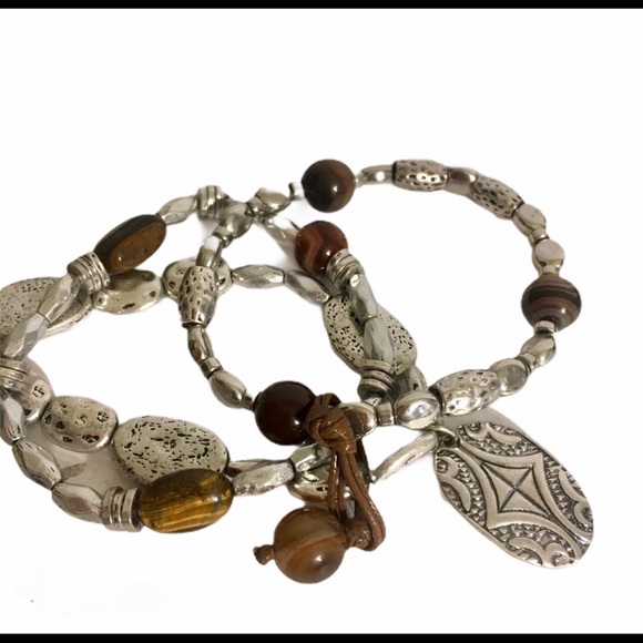 Jewelry - NEW 3 Silver & Tiger’s Eye Gem Bracelets